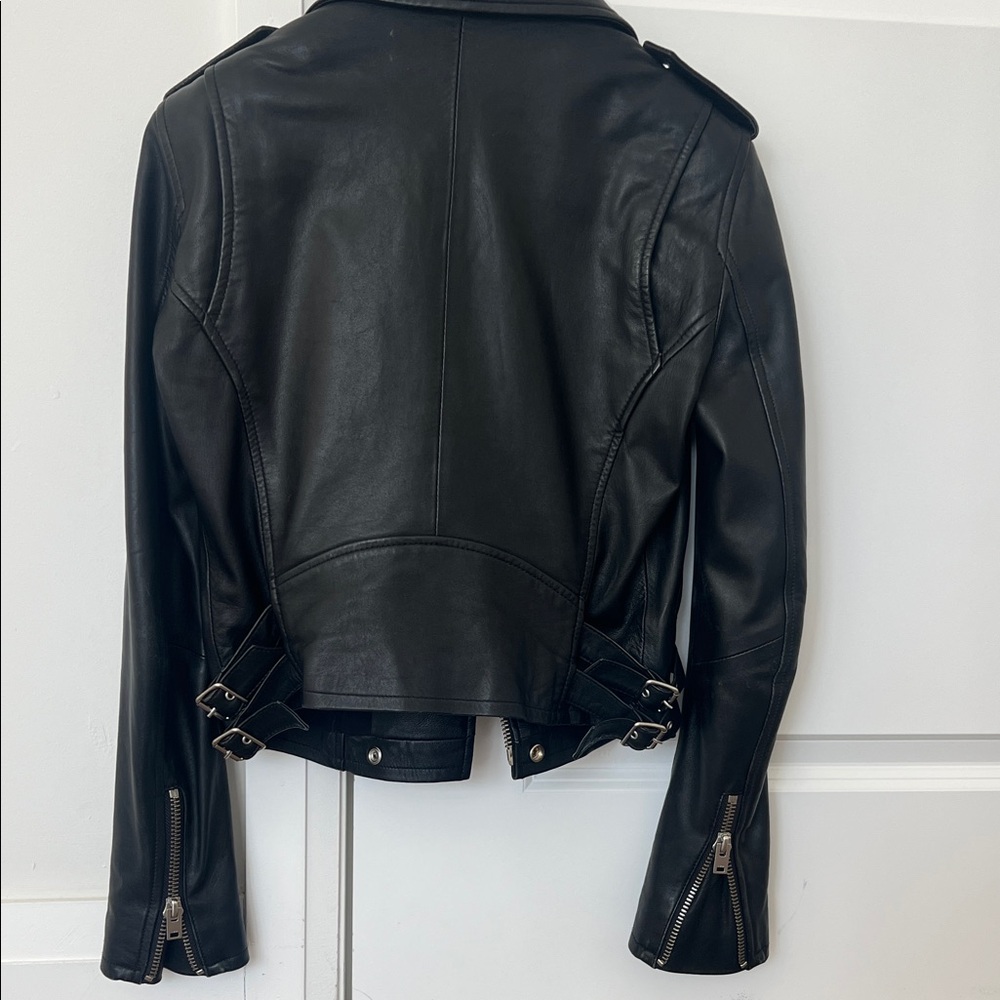 IRO Black Leather Jacket with Silver Accents - Picture 8 of 13
